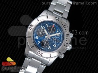 SuperOcean SteelFish Chronograph SS Blue/Black Dial on SS Bracelet A7750