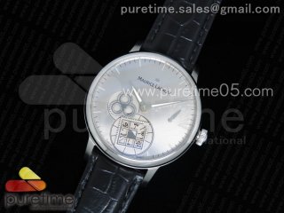 Masterpiece Square Wheel SS Silver Dial on Black Leather Strap A6498