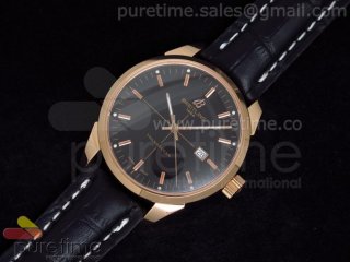 TransOcean RG Black Dial on Black Leather Strap A2892