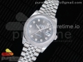 DateJust 41 126334 Noob 1:1 Best Edition Fluted Bezel Gray Dial Diamonds Markers on SS Jubilee Bracelet A3235