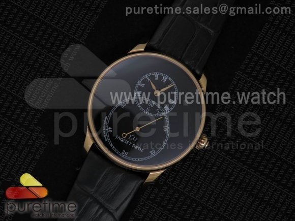 Grande Seconde Enamel RG Black Dial on Black Leather Strap A23J