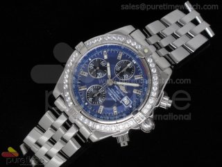 Chronomat Evolution SS Diamonds Bezel Blue/Black Dial on SS Bracelet A7750