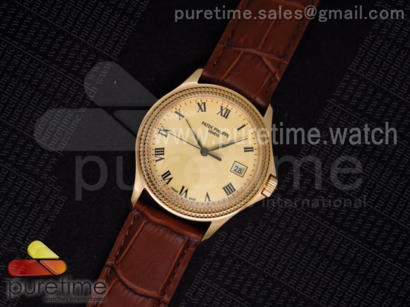 Calatrava Automatic RG Cream Dial on Brown Leather Strap A324SC