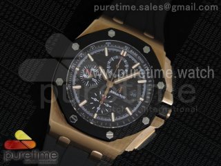 Royal Oak Offshore 44mm RG Lite Black Dial on Black Rubber Strap A3126