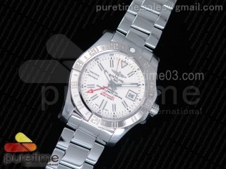 Avenger GMT SS GF 1:1 Best Edition White Dial on SS Bracelet A2836