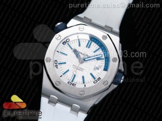 Royal Oak Offshore Diver White Dial on White Rubber Strap A23J