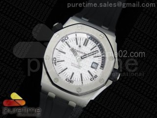 Royal Oak Offshore Diver 15710 JF 1:1 Best Edition White Dial on Black Rubber Strap A3120 V2