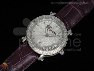 Happy Sport Round SS White Textured Dial on Purple Leather Strap RONDA Quartz