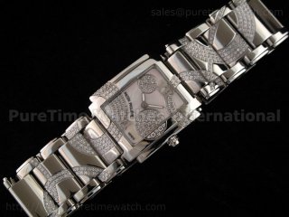 Twenty-4 Medium SS Patterned Diamond Pink MOP Dial