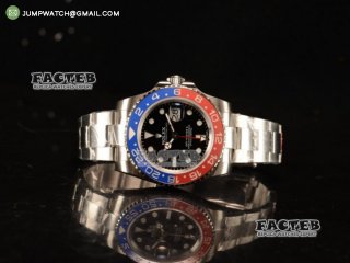 GMT-Master II SS 1:1 Polished Bezel Summer Best Edition Black Dial on SS Bracelet Swiss ETA 2836