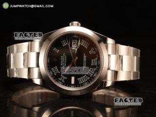 DateJust 41 SS Polished Bezel BP Best Edition Black Dial Roman Numeral Markers on SS Bracelet Swiss ETA 2836