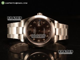 DateJust 41 SS Polished Bezel BP Best Edition Brown Dial Diamonds Markers on SS Bracelet Swiss ETA 2836