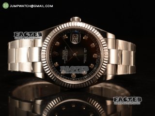 DateJust 41 SS Polished Bezel BP Best Edition Diamonds Markers Black Dial on SS Bracelet Swiss ETA 2836