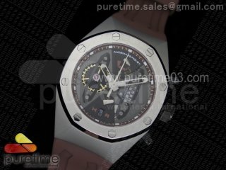 Royal Oak Concept SS Black/Silver Dial Black Pushers on Brown Rubber Strap Jap Quartz