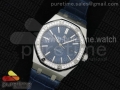 Royal Oak 41mm 15400 Lite Diamonds Bezel Blue Dial on Blue Leather Strap A3120