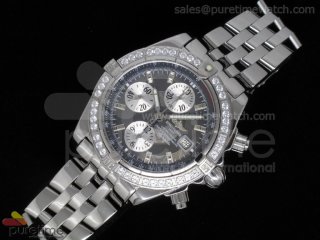 Chronomat Evolution SS Diamonds Bezel Gray Dial on SS Bracelet A7750