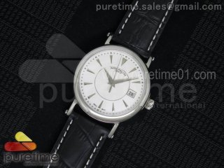 Calatrava 5153 SS White Dial on Black Leather Strap A324SC