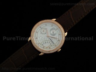 Jules Audemars Calendar Quartz RG Grey Dial Diamond Bezel