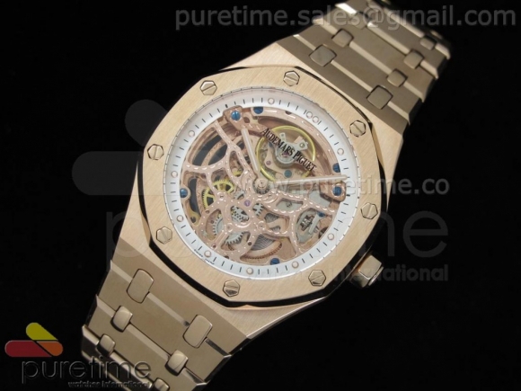 Royal Oak Jumbo RG Gold Skeleton Dial on Bracelet A23J