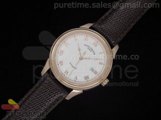 Calatrava RG White Dial on Brown Leather Strap A2836