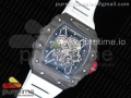 RM035-02 Rafael Nadal Forged Carbon Caseback KVF Best Edition Skeleton Dial on White Rubber Strap MIYOTA8215