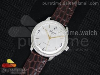 The Senator Sixties SS YLF White Dial on Brown lizard Leather Strap MIYOTA9015