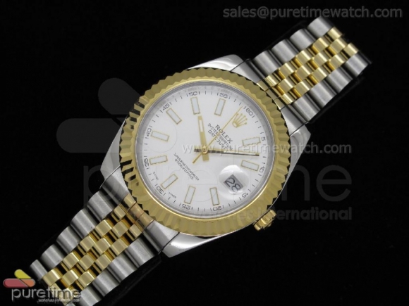 Date Just II 41mm SS/YG White Dial Stick Marker SS/YG Bracelet