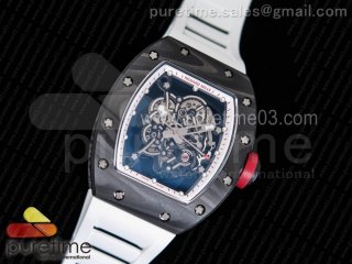 RM055 Forge Carbon Titanium Case KVF Best Edition Skeleton Dial White Inner Bezel on White Rubber Strap MIYOTA8215