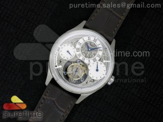 El Primero Tourbillon SS AXF White Skeleton Dial on Brown Leather Strap