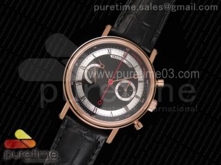 Classique Chrono RG Black Dial on Black Leather Strap Manual Winding Chrono Movement