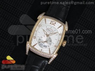 Kalpa Grande RG White Dial Diamonds Bezel on Black Leather Strap A23J