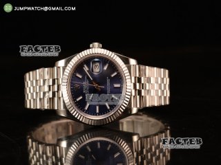 Rolex Datejust 37mm Swiss ETA 2836 Automatic Steel Case with Jubilee Steel Bezel Blue Dial Stick Steel Bracelet