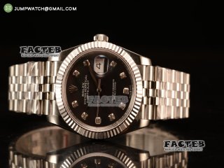 Rolex Datejust 37mm Swiss ETA 2836 Automatic Steel Case with Jubilee Steel Bezel Black Mop Dial Diamonds Steel Bracelet