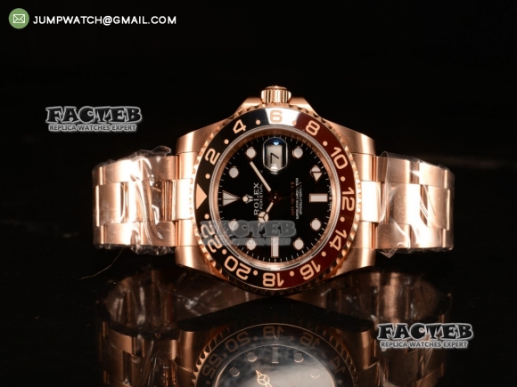 GMT-Master II Swiss ETA 2836 Automatic Rose Gold Case With Ceramic Bezel Black Dial 126715CHNR bk