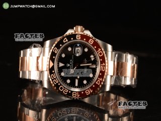 GMT-Master II Swiss ETA 2836 Automatic Two Tone Rose Gold Case With Ceramic Bezel Black Dial 126711CHNR bk