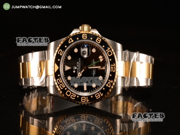 GMT-Master II Swiss ETA 2836 Automatic Two Tone Rose Gold Case With Ceramic Bezel Black Dial 116713 LN