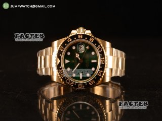 GMT-Master II Clone 3135 Automatic Yellow Gold Case With Ceramic Bezel Green Dial 116718LN (BP)