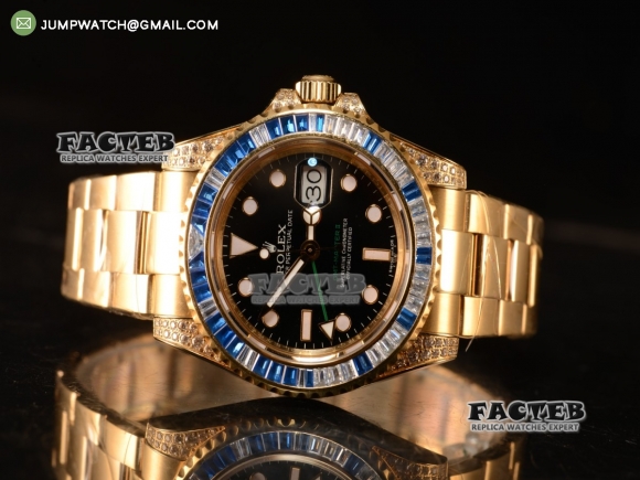 Rolex GMT-Master II Diamond Bezel With Original Functional Movement YG Case 116758SA pave