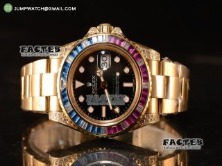 Rolex GMT-Master II Diamond Bezel With Original Functional Movement YG Case 116758SARU