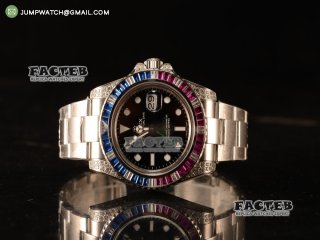 Rolex GMT-Master II All Diamond Red/Blue Bezel Automatic (Correct Hand Stack) 116759SARU