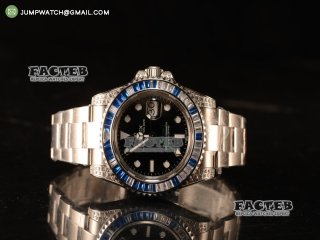 Rolex GMT-Master II All Diamond Blue Bezel Automatic (Correct Hand Stack) 116759SA