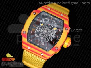 RM027-03 Rafael Nadal Orange/Red Skeleton Dial on Yellow Nylon Strap 6T51