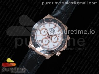 Daytona 116515 Noob 1:1 Best Edition White Dial on Black Leather Strap SA4130