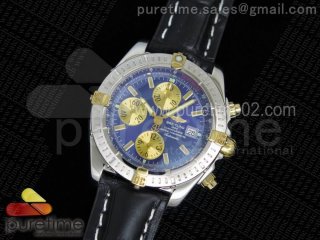 Chronomat B01 SS/YG Blue Dial on Black Leather Strap A7750