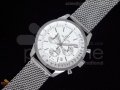 TransOcean Chronograph SS White Dial Subdials on Mesh Bracelet Jap Quartz