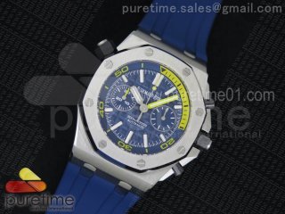 Royal Oak Offshore Diver Chronograph Blue Noob Best Edition on Blue Rubber Strap A3126