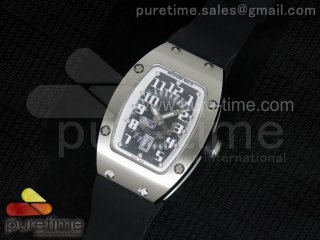 RM 007 Lady SS White Inner Bezel Black Dial on Black Rubber Strap 6T51