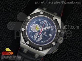 Royal Oak Offshore Grand Prix SS Lite Black Dial on Black Leather Strap Jap Quartz