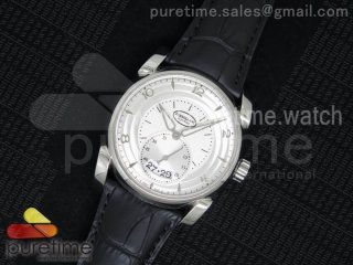 Tonda 39 QF SS White Textured Dial on Black Leather Strap A331