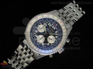 Navitimer Cosmonaute Stainless Steel Black Dial SS Bracelet A7750